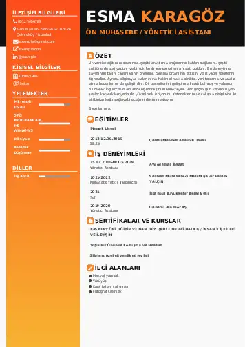 Yönetici Asistanı Cv Örnekleri cv indir